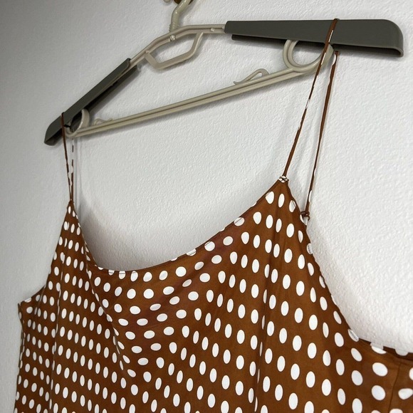 J. Crew Brown White Polka Dot Gwen Sleeveless Cupro Slip Dress Plus Size 18 NWT - Picture 6 of 14